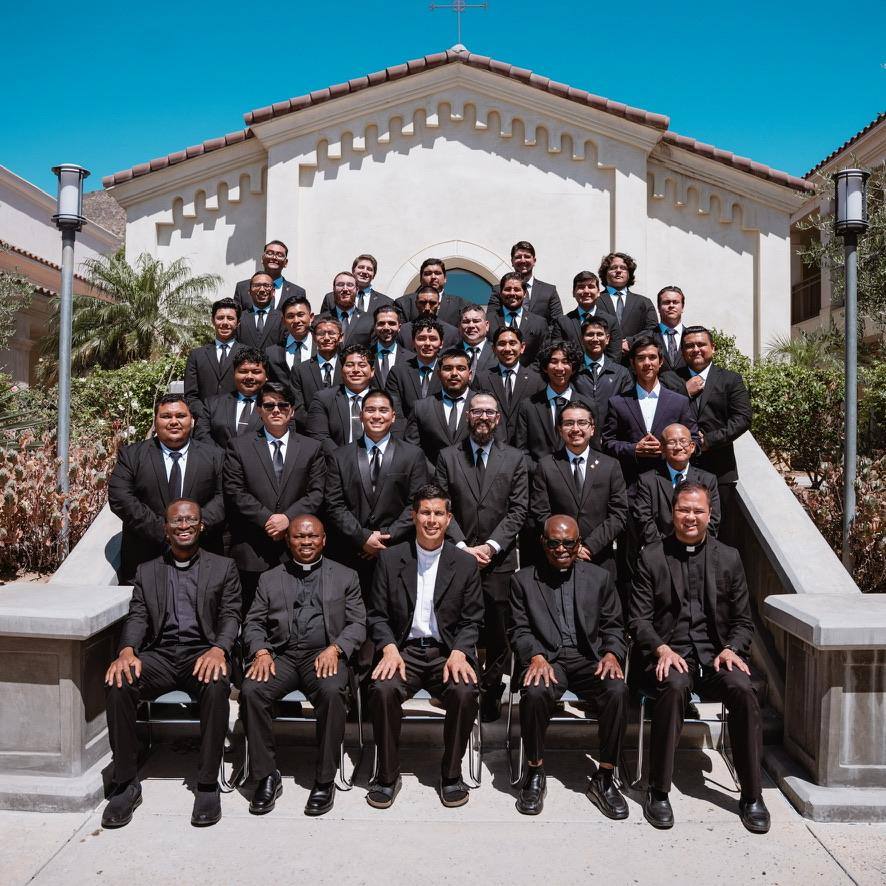 Seminarians and priests outside Serra House of Formation