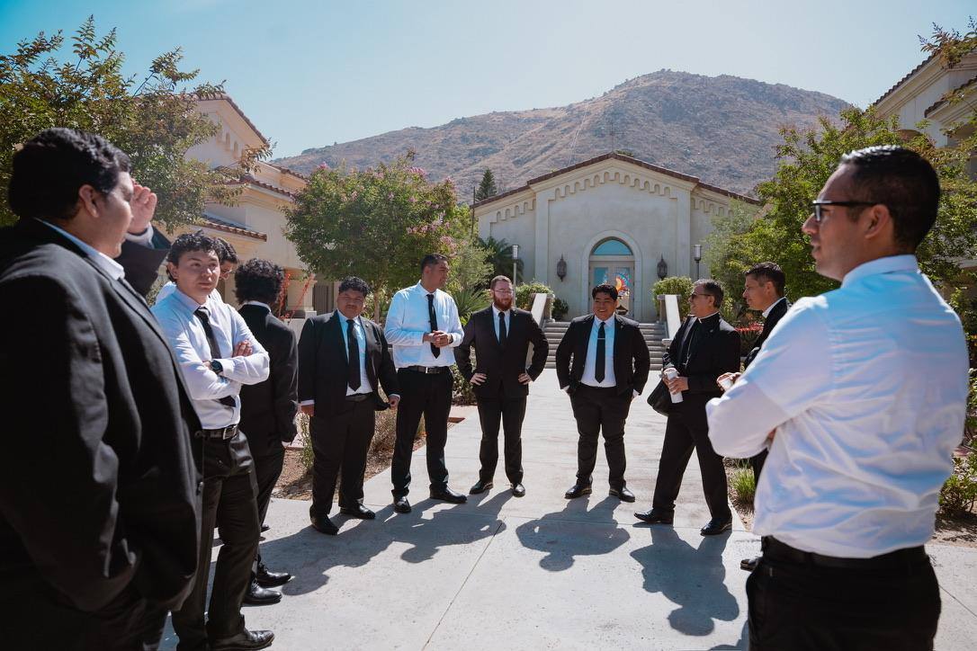 Seminarians gathered outdoors at a diocesan event