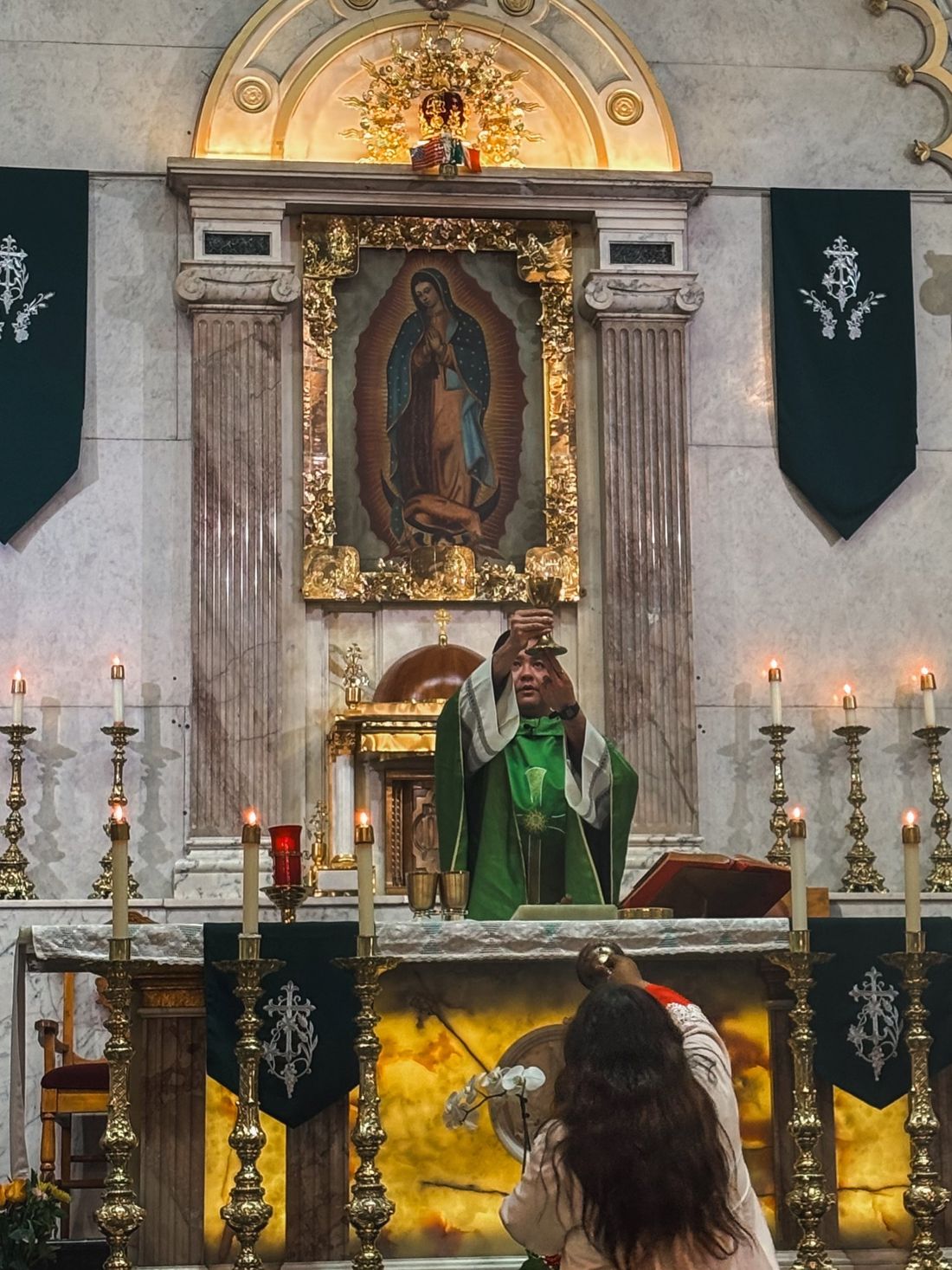 The high altar with candles