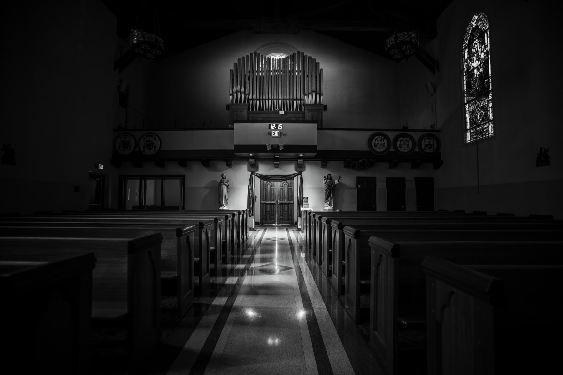 The empty nave of Our Lady of the Rosary Cathedral